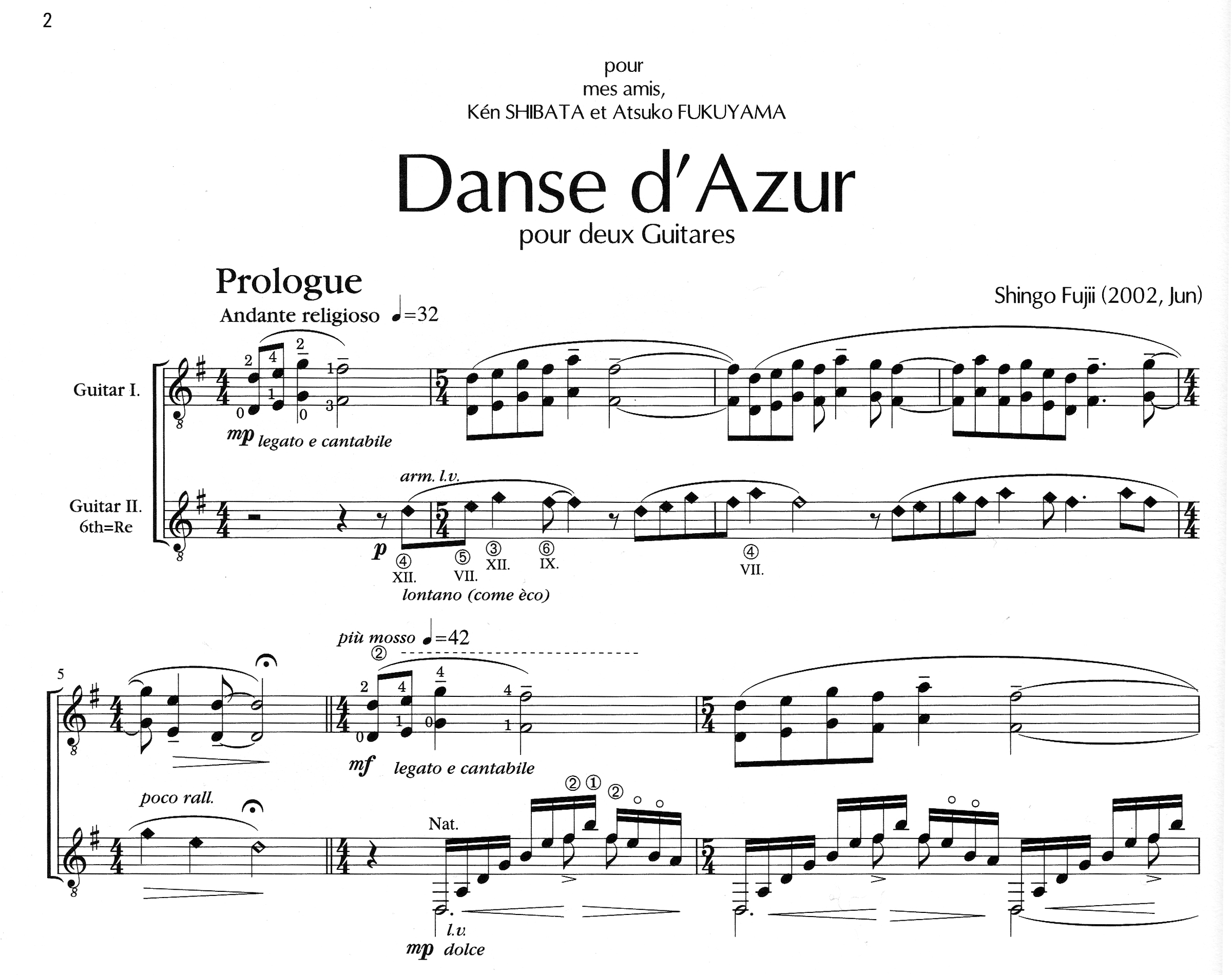 Danse d'Azur - Music for Two Guitars - Jpg file